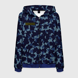 Толстовка 3D на молнии мужская Камуфляж с нашивкой - Владимир, цвет: 3D-синий