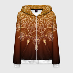 Толстовка 3D на молнии мужская Большая костяная мандала, цвет: 3D-белый