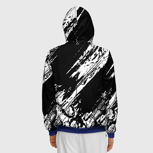 Мужская толстовка на молнии Mitsubishi - белый пятна / 3D-Синий – фото 4