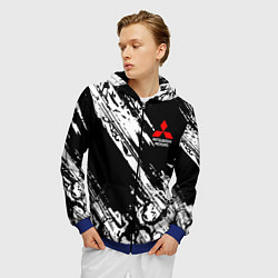 Толстовка 3D на молнии мужская Mitsubishi - белый пятна, цвет: 3D-синий — фото 2