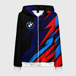 Толстовка 3D на молнии мужская BMW - m colors and black, цвет: 3D-белый