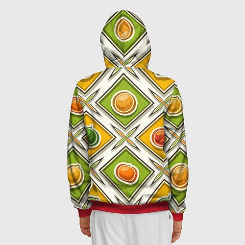 Мужская толстовка на молнии Fruits and berries pattern / 3D-Красный – фото 4