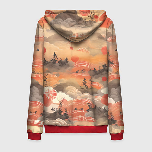 Мужская толстовка на молнии Japen pattern / 3D-Красный – фото 2