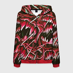 Толстовка 3D на молнии мужская Красные клыки, цвет: 3D-красный