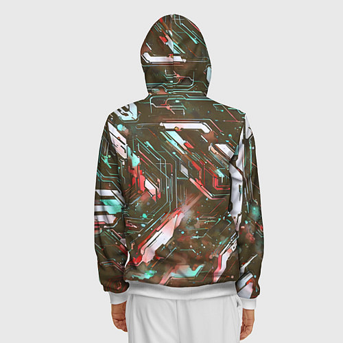 Мужская толстовка на молнии Космические кибер схемы Красные / 3D-Белый – фото 4