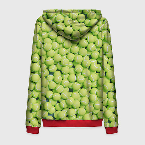 Мужская толстовка на молнии Узор из теннисных мячей / 3D-Красный – фото 2