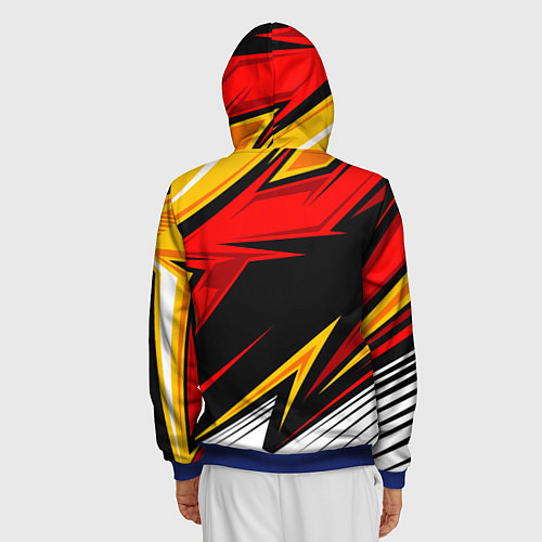 Мужская толстовка на молнии Honda - красный и оранжевый / 3D-Синий – фото 4