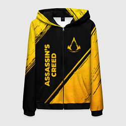 Мужская толстовка на молнии Assassins Creed - gold gradient: надпись, символ