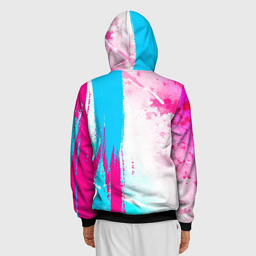 Мужская толстовка на молнии Nirvana neon gradient style: по-вертикали / 3D-Черный – фото 4