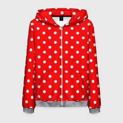 Мужская толстовка на молнии Белый горошек на красном