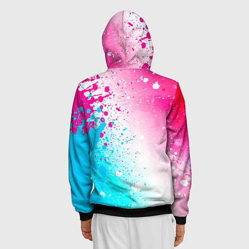 Мужская толстовка на молнии Danganronpa neon gradient style: по-вертикали / 3D-Черный – фото 4