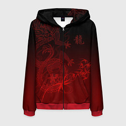 Толстовка 3D на молнии мужская Дракон в градиенте, цвет: 3D-красный