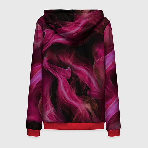 Мужская толстовка на молнии Розовый цветок в огне - нейросеть / 3D-Красный – фото 2