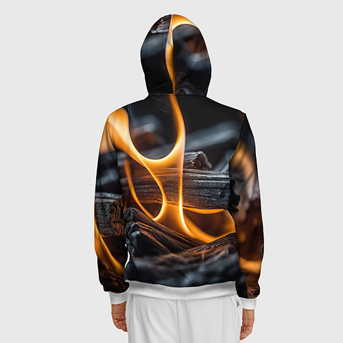 Мужская толстовка на молнии Дрова в костре - нейросеть / 3D-Белый – фото 4