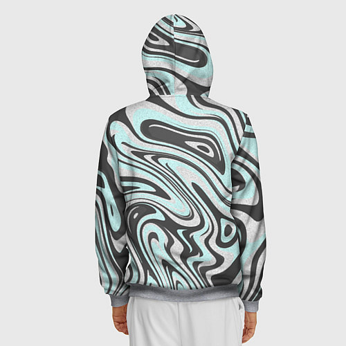Мужская толстовка на молнии Абстракция серо-голубой текстурный / 3D-Меланж – фото 4