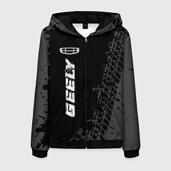 Толстовка 3D на молнии мужская Geely speed на темном фоне со следами шин: по-верт, цвет: 3D-черный