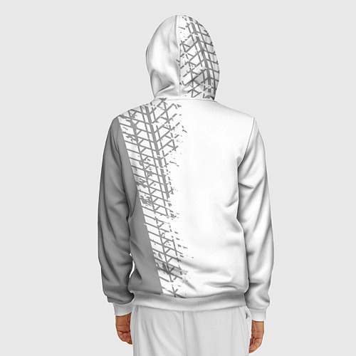 Мужская толстовка на молнии Lifan speed на светлом фоне со следами шин: по-вер / 3D-Белый – фото 4