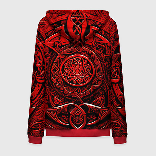 Мужская толстовка на молнии Скандинавский орнамент викингов / 3D-Красный – фото 2