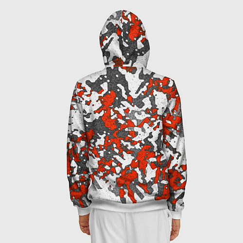 Мужская толстовка на молнии Абстракция серо-красная / 3D-Белый – фото 4