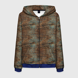 Толстовка 3D на молнии мужская Египетские иероглифы паттерн, цвет: 3D-синий