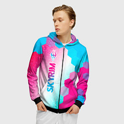 Толстовка 3D на молнии мужская Skyrim neon gradient style: по-вертикали, цвет: 3D-черный — фото 2