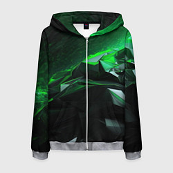 Толстовка 3D на молнии мужская Green abstract geometry, цвет: 3D-меланж