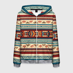 Толстовка 3D на молнии мужская Этнический паттерн в горизонтальную полоску, цвет: 3D-меланж