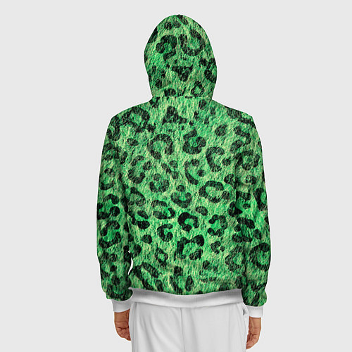 Мужская толстовка на молнии Зелёный леопард паттерн / 3D-Белый – фото 4