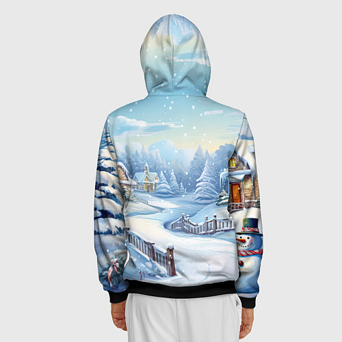 Мужская толстовка на молнии Снежная тропинка / 3D-Черный – фото 4