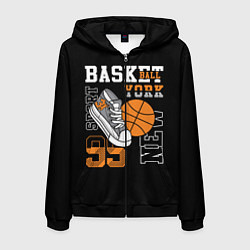 Толстовка 3D на молнии мужская Basketball New York, цвет: 3D-черный