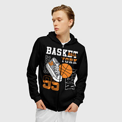 Толстовка 3D на молнии мужская Basketball New York, цвет: 3D-черный — фото 2