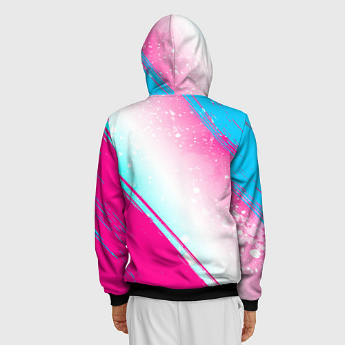 Мужская толстовка на молнии Bring Me the Horizon neon gradient style вертикаль / 3D-Черный – фото 4