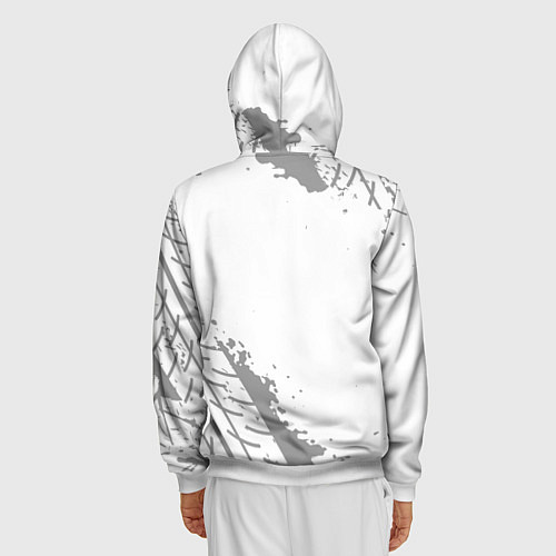 Мужская толстовка на молнии Chrysler speed на светлом фоне со следами шин верт / 3D-Белый – фото 4