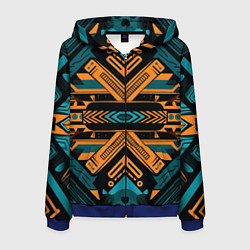 Толстовка 3D на молнии мужская Геометрический узор в стиле ацтеков, цвет: 3D-синий