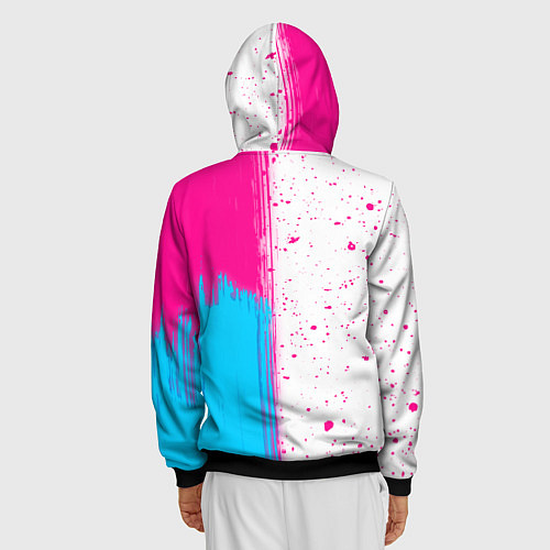 Мужская толстовка на молнии Paramore neon gradient style по-вертикали / 3D-Черный – фото 4