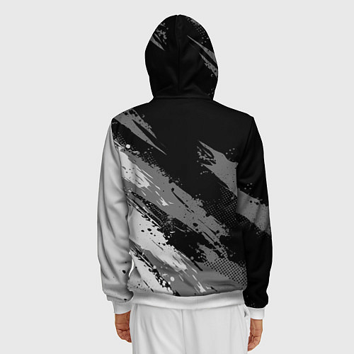Мужская толстовка на молнии N7 - mass effect monochrome / 3D-Белый – фото 4