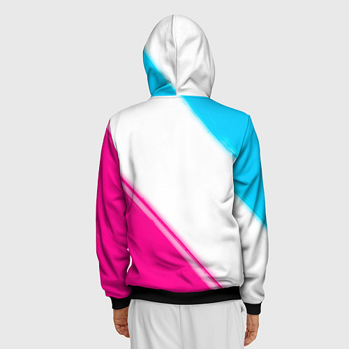 Мужская толстовка на молнии Ramones neon gradient style вертикально / 3D-Черный – фото 4