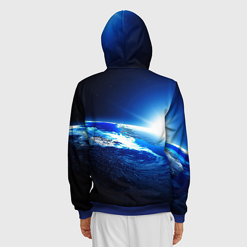 Мужская толстовка на молнии Восход солнца в космосе / 3D-Синий – фото 4
