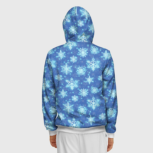 Мужская толстовка на молнии Pattern with bright snowflakes / 3D-Белый – фото 4