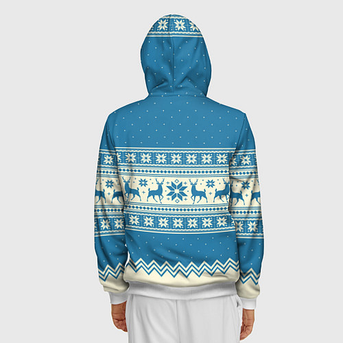 Мужская толстовка на молнии Sweater with deer on a blue background / 3D-Белый – фото 4