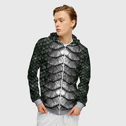 Толстовка 3D на молнии мужская Dragon scales, цвет: 3D-меланж — фото 2