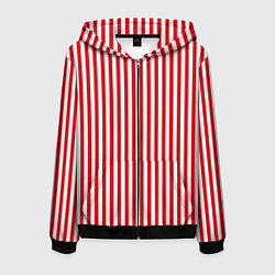 Толстовка 3D на молнии мужская Красная полоса, цвет: 3D-черный