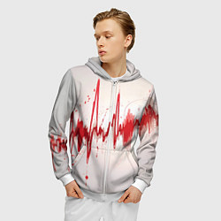Толстовка 3D на молнии мужская Сердечный ритм, цвет: 3D-белый — фото 2