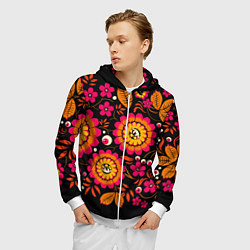 Толстовка 3D на молнии мужская Хохлома параноидальная, цвет: 3D-белый — фото 2