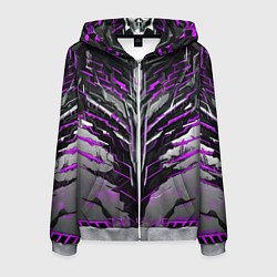 Толстовка 3D на молнии мужская Киберпанк доспех фиолетовый, цвет: 3D-меланж