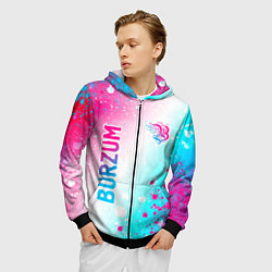 Толстовка 3D на молнии мужская Burzum neon gradient style вертикально, цвет: 3D-черный — фото 2