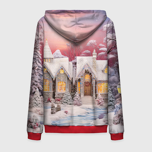 Мужская толстовка на молнии Звезды и подарки новогодней ночи / 3D-Красный – фото 2