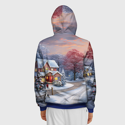 Мужская толстовка на молнии Волшебство зимней природы / 3D-Синий – фото 4