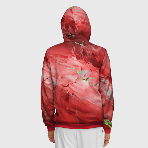 Мужская толстовка на молнии Красный мрамор / 3D-Красный – фото 4