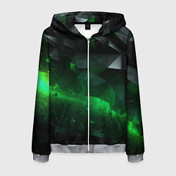 Мужская толстовка на молнии Трехмерность зеленой фигуры